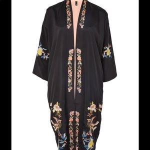 Embroidered reversible duster coat